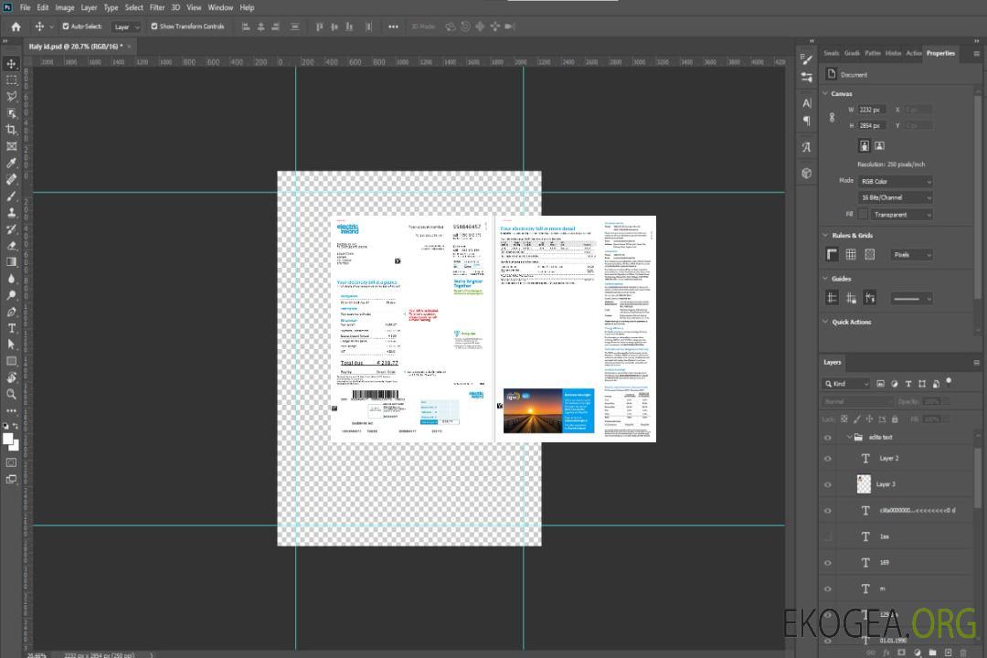 Modèle de facture de services publics d'entreprise Ireland Electric Ireland aux formats Word et PDF, 2 pages template Modèle de facture de services publics d'entreprise Ireland Electric Ireland aux formats Word et PDF, 2 pages template